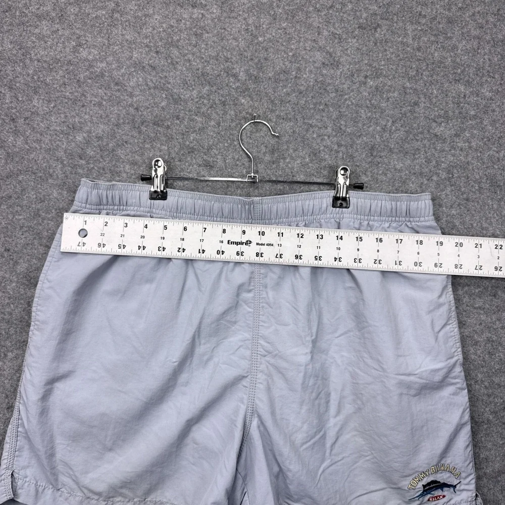 Tommy Bahama Relax Mens Swim Trunks Light Blue Gray Mesh Lined Marlin Logo L‎